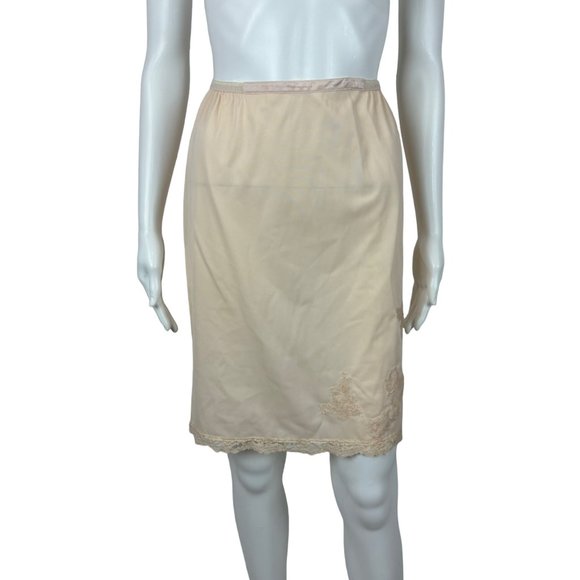 Vintage Peach Slip Skirt Women's Small Half Slip Lace Details - Picture 2 of 9